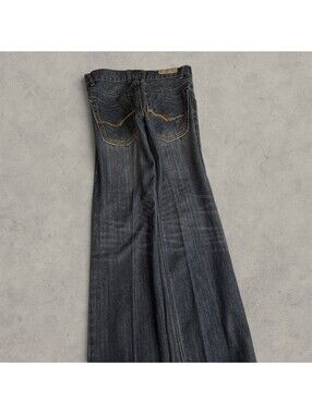 Y2K Affliction Style Grungy Jeans Mens Blue Light Wash FUSAI Straight Leg Mid Ri
